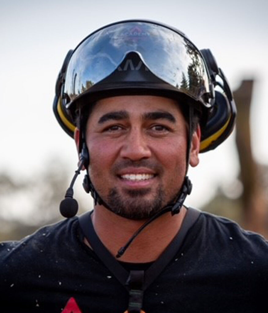 A portrait of a man with a helmet