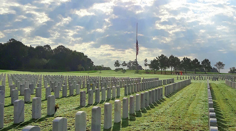 Headstones at the Tallahassee National Cemetery, one of many final resting places for fallen veterans.