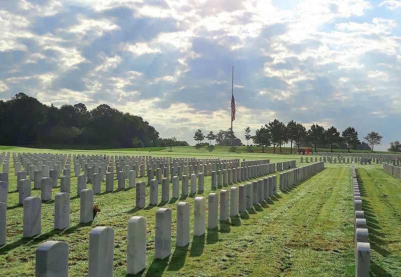 Headstones at the Tallahassee National Cemetery, one of many final resting places for fallen veterans.
