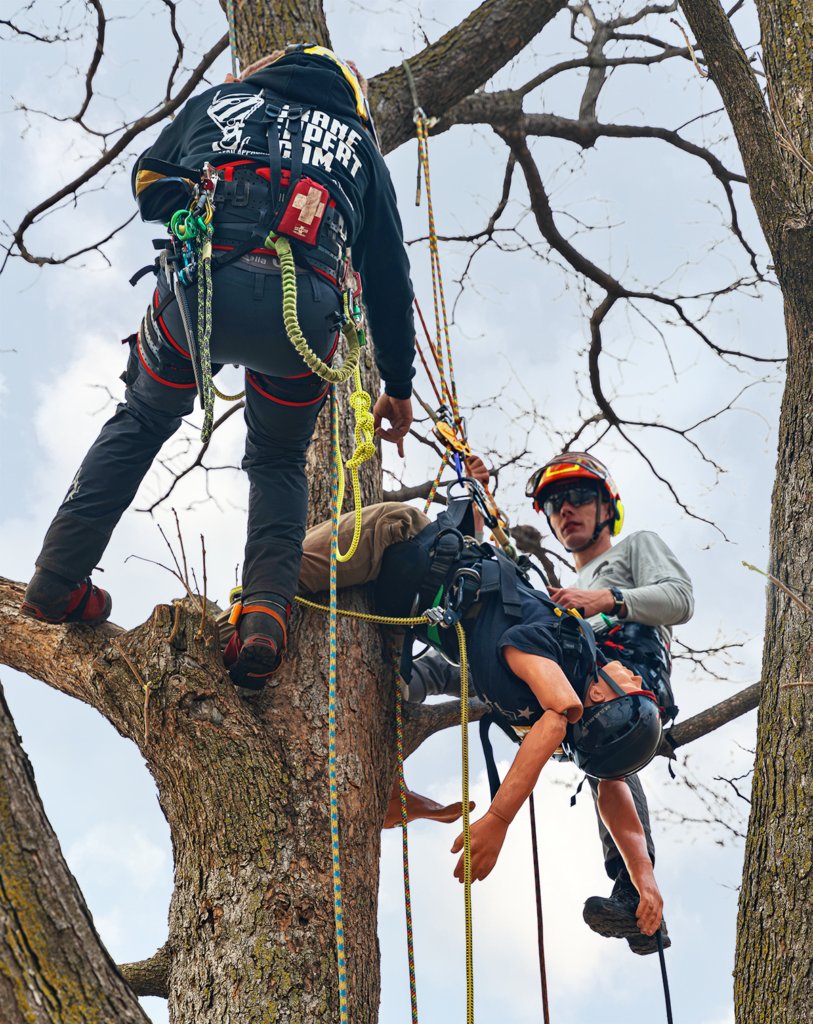 Noble Oak Safety and Training conducts an aerial rescue training class in collaboration with Century Tree Care and R&B Trees. Source: Bobby Eshleman