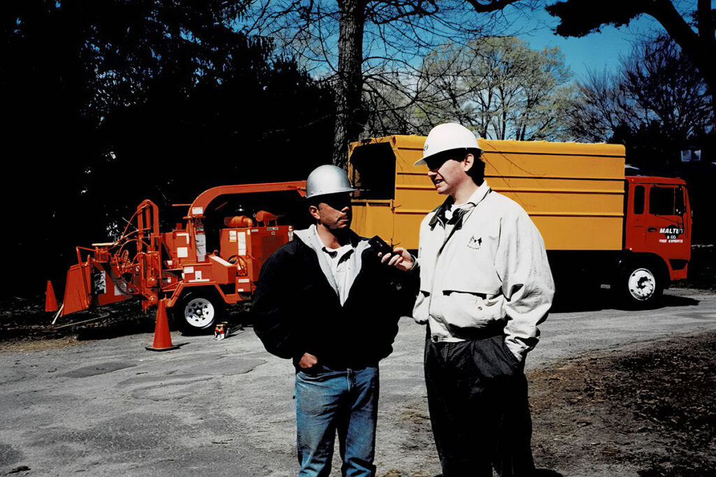 Mark Garvin (right) interviews Andy Felix at an Arbor Day event in 1996. Source: Mark Garvin