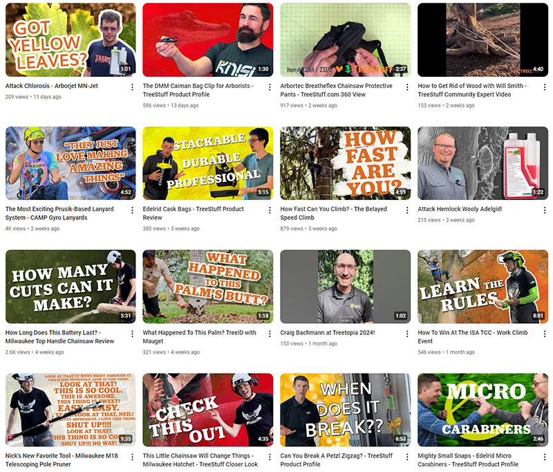 TreeStuff has more than 2,000 YouTube videos to help educate arborists. Source: TreeStuff