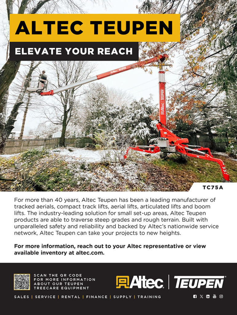 An ad for Alter depicting a Teupen aerial lift.