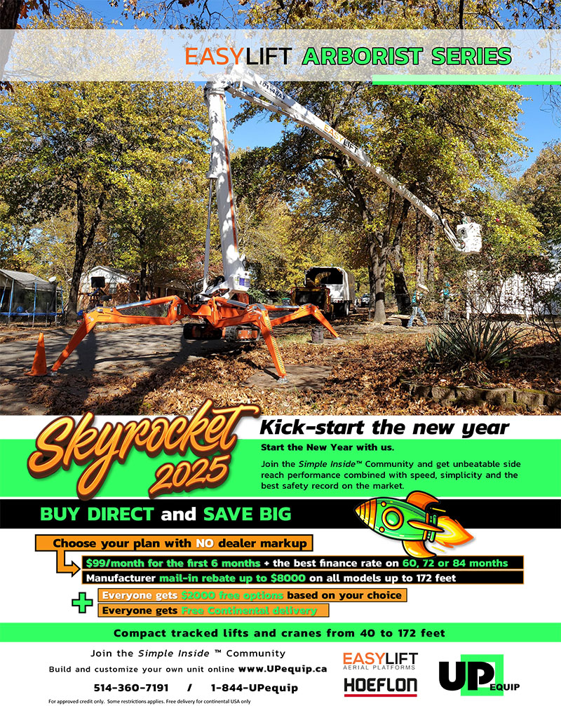 An ad for UpEquip's Easy Lift Aerial Platform.