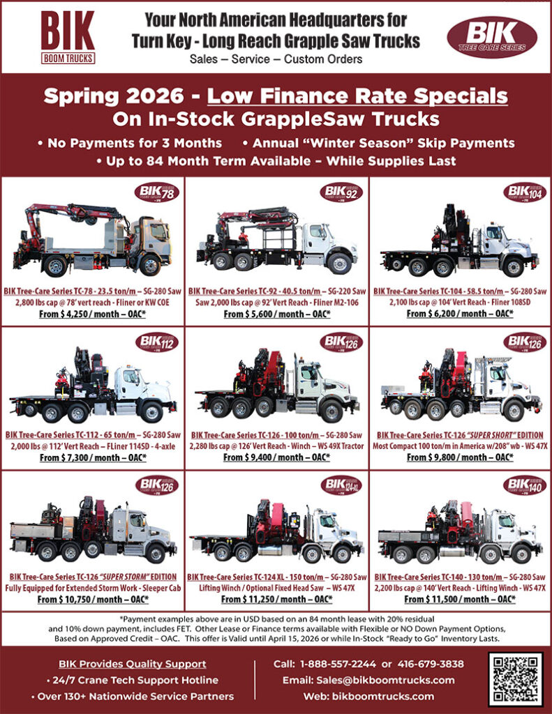 An ad for BIK Boom Trucks