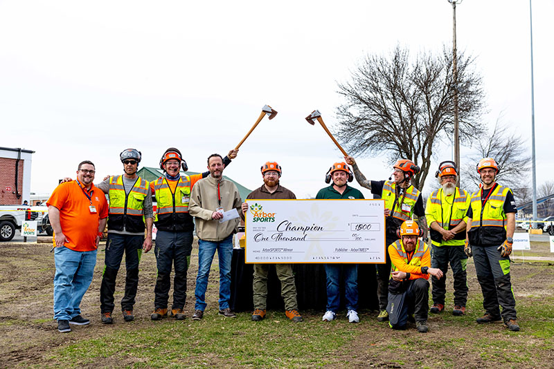 ArborSPORTS™ 2026 Thursday, March 26, 2026 winning team — Nate Morrell of the Hamden County Arborist Apprenticeship Program and Nick Graveline of Northern Tree Service.